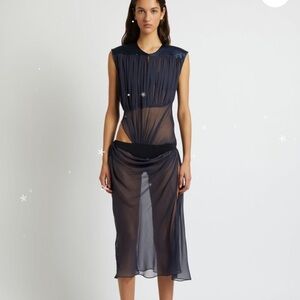 Christopher Esber Silk Drape Dress in Ink